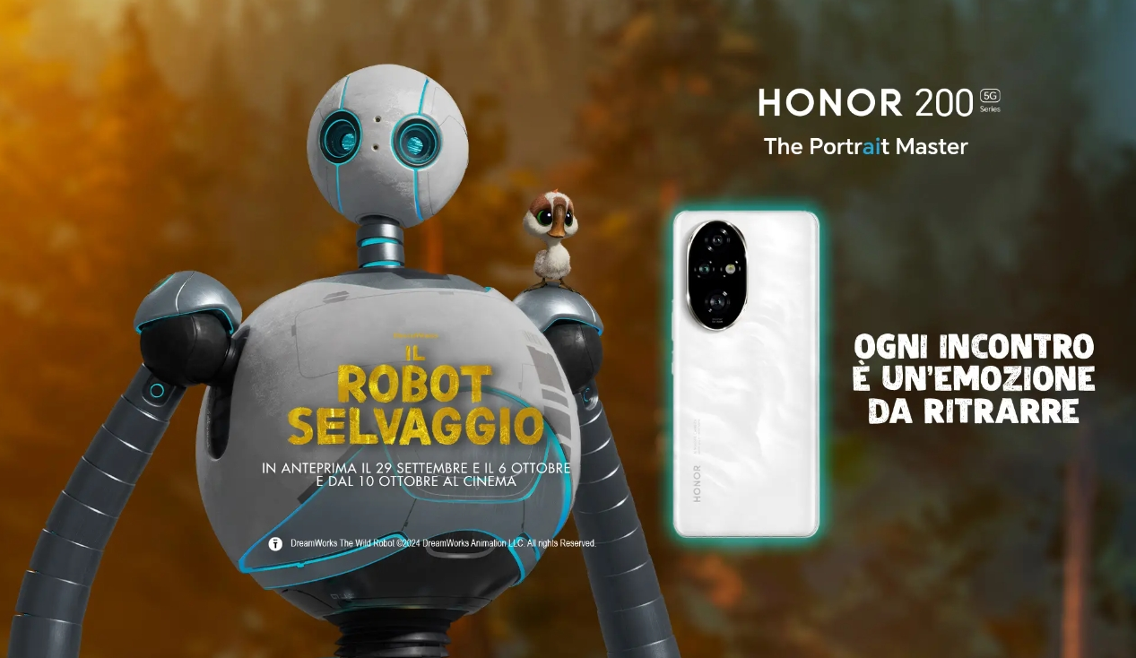 HONOR collabora al lancio del film Il Robot Selvaggio con la serie HONOR 200